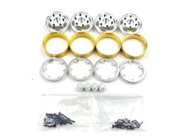 Aluminum 1.2" Machined Beadlock Truck Wheel & Brass Ring (4)