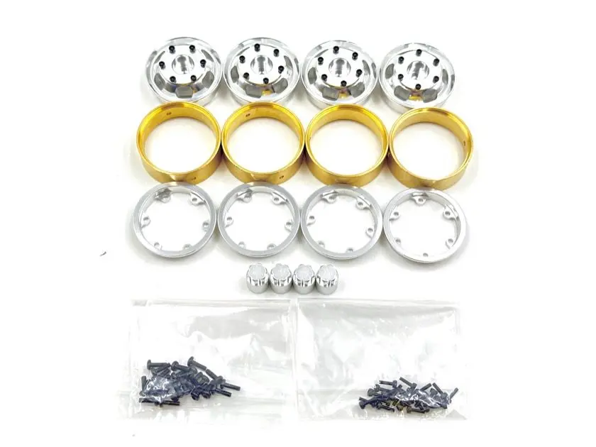 Aluminum 1.2" Machined Beadlock Truck Wheel & Brass Ring (4)