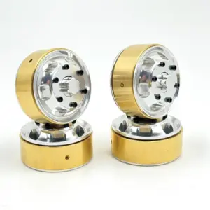 Aluminum 1.2" Machined Beadlock Truck Wheel & Brass Ring (4)