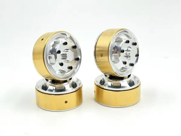 Aluminum 1.2" Machined Beadlock Truck Wheel & Brass Ring (4)