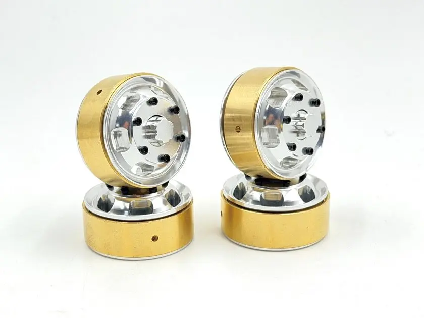 Aluminum 1.2" Machined Beadlock Truck Wheel & Brass Ring (4)