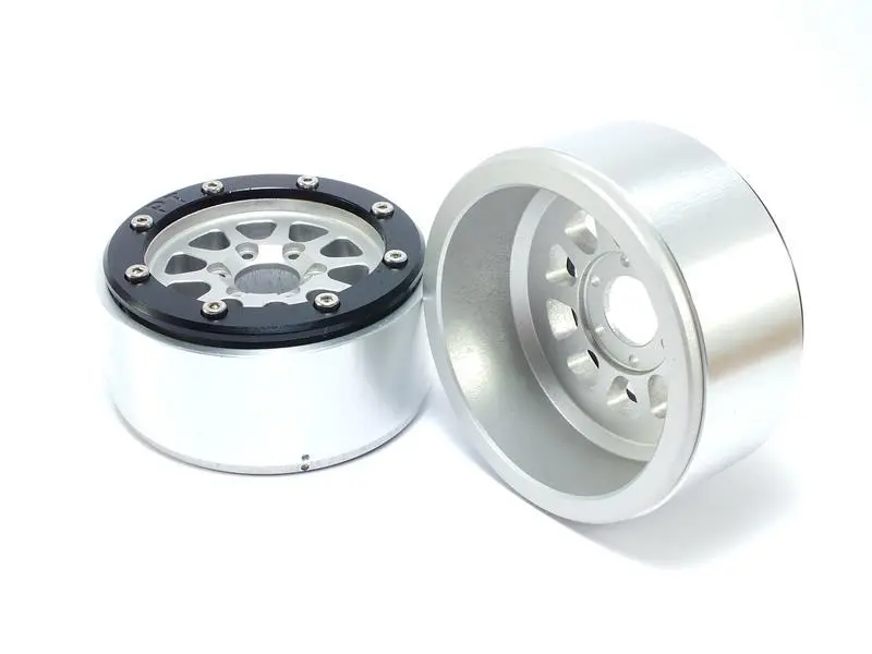 Beadlock Wheels GEAR Silver/Black 1.9 (2) w/o Hub