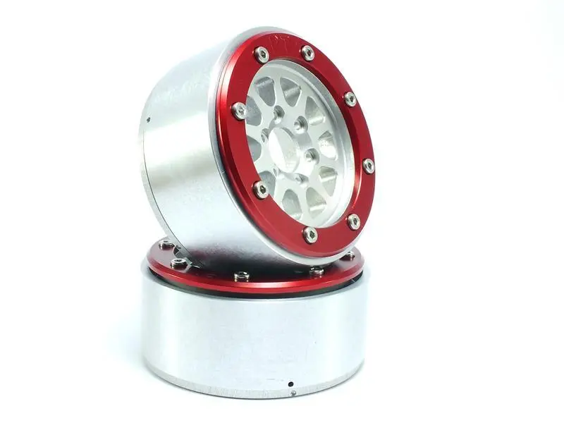 Beadlock Wheels GEAR Silver/Red 1.9 (2) w/o Hub