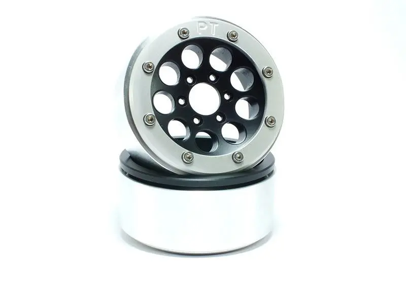 Beadlock Wheels GUN Black/Silver 1.9 (2) w/o Hub