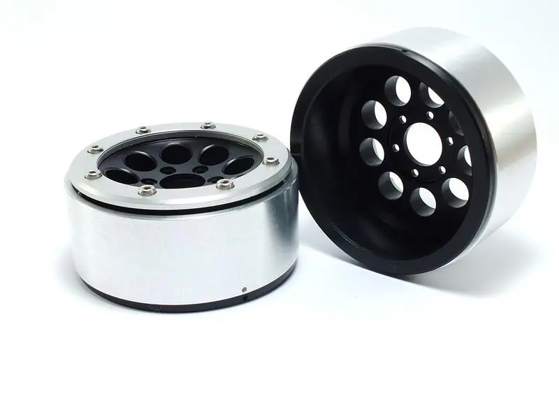 Beadlock Wheels GUN Black/Silver 1.9 (2) w/o Hub