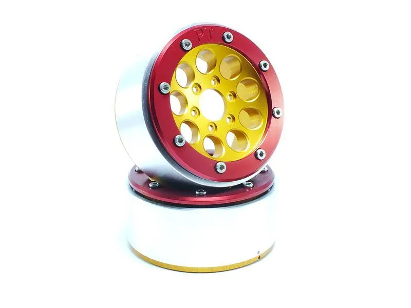 Beadlock Wheels GUN Gold/Red 1.9 (2) w/o Hub