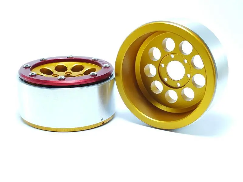 Beadlock Wheels GUN Gold/Red 1.9 (2) w/o Hub