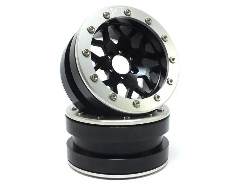 Beadlock Wheels PT-MESH black/silver 2.2 (2) w/o wheel hub
