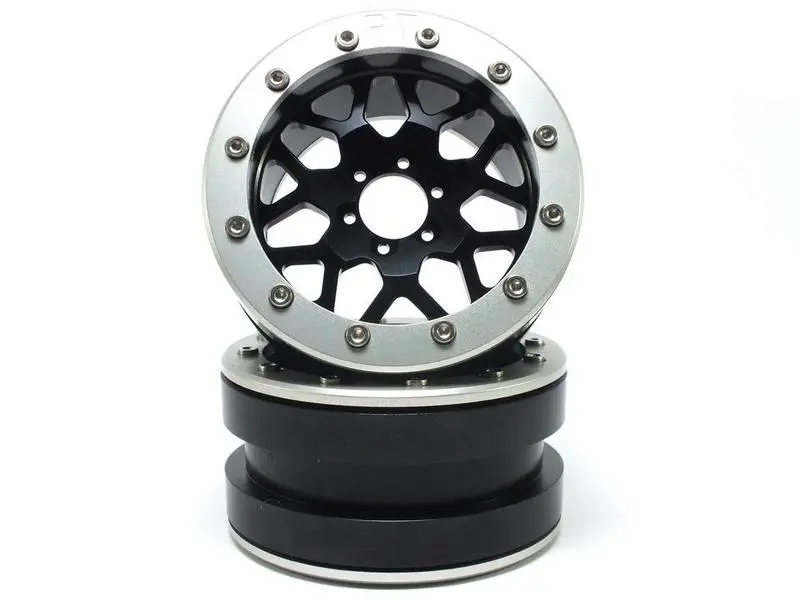 Beadlock Wheels PT-MESH black/silver 2.2 (2) w/o wheel hub