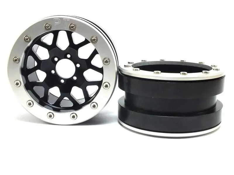 Beadlock Wheels PT-MESH black/silver 2.2 (2) w/o wheel hub