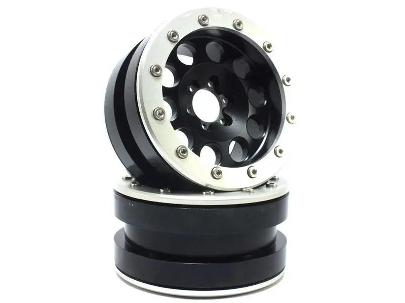 Beadlock Wheels PT-REVOLVER black/silver 2.2 (2) w/o wheel hub