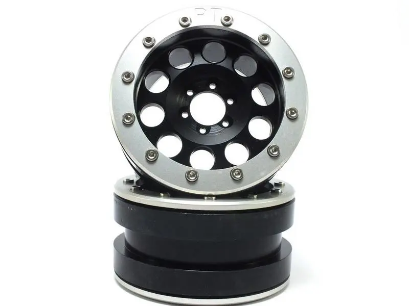 Beadlock Wheels PT-REVOLVER black/silver 2.2 (2) w/o wheel hub