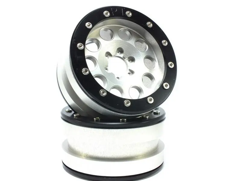 Beadlock Wheels PT-REVOLVER silver/black 2.2 (2) w/o wheel hub