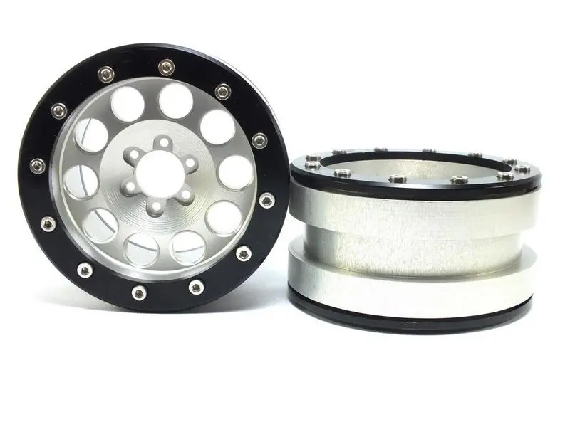 Beadlock Wheels PT-REVOLVER silver/black 2.2 (2) w/o wheel hub
