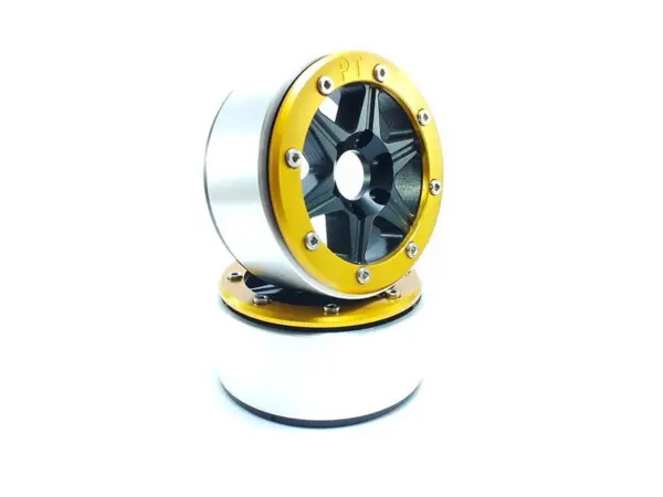 Beadlock Wheels SIXSTAR Black/Gold 1.9 (2) w/o Hub