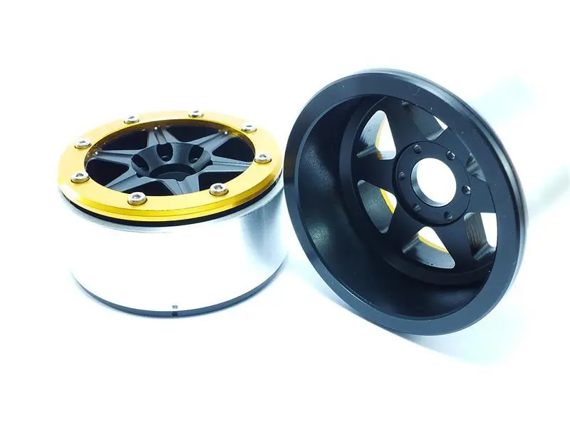 Beadlock Wheels SIXSTAR Black/Gold 1.9 (2) w/o Hub