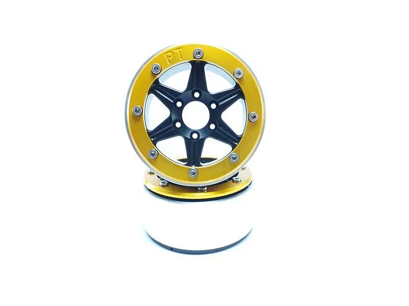 Beadlock Wheels SIXSTAR Black/Gold 1.9 (2) w/o Hub