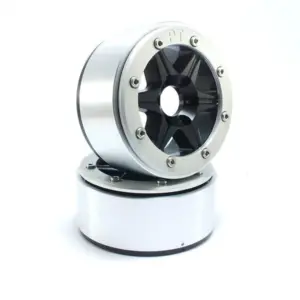 Beadlock Wheels SIXSTAR Black/Silver 1.9 (2) w/o Hub