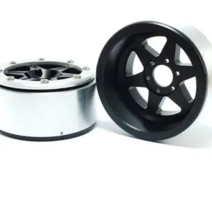 Beadlock Wheels SIXSTAR Black/Silver 1.9 (2) w/o Hub