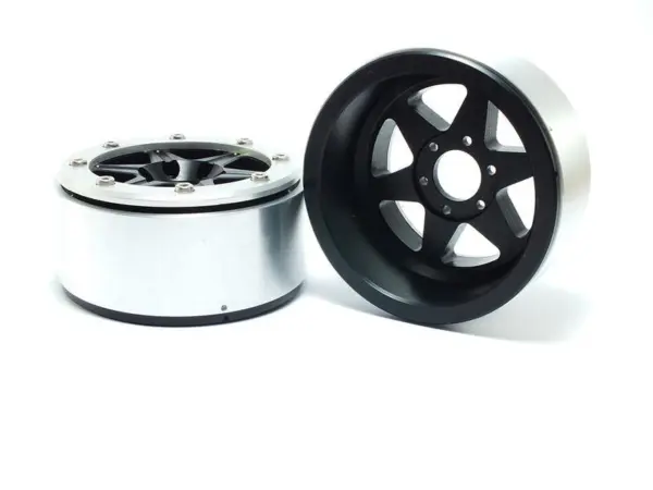 Beadlock Wheels SIXSTAR Black/Silver 1.9 (2) w/o Hub