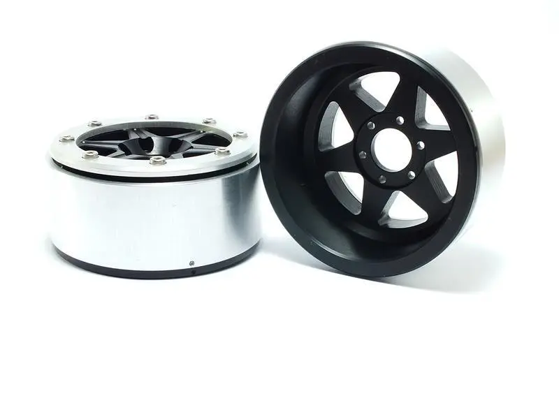 Beadlock Wheels SIXSTAR Black/Silver 1.9 (2) w/o Hub