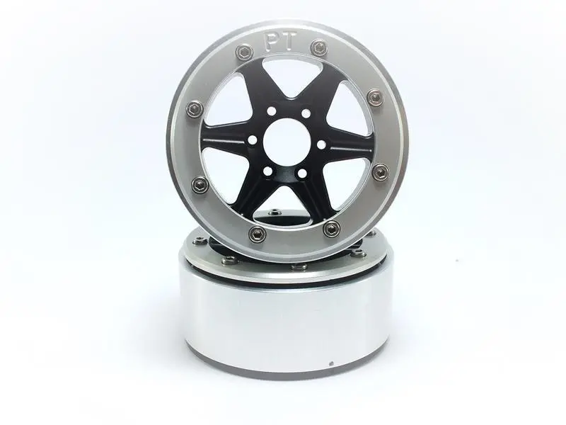Beadlock Wheels SIXSTAR Black/Silver 1.9 (2) w/o Hub
