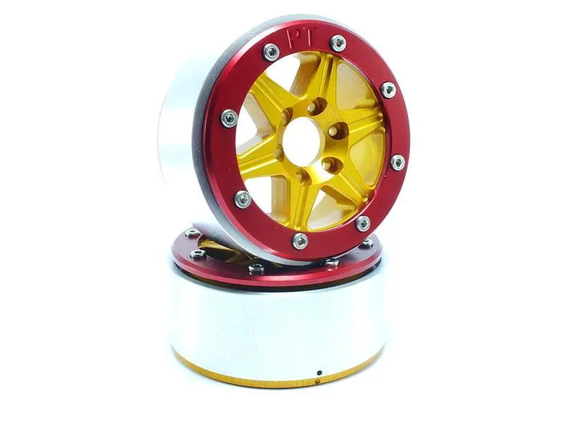Beadlock Wheels SIXSTAR Gold/Red 1.9 (2) w/o Hub
