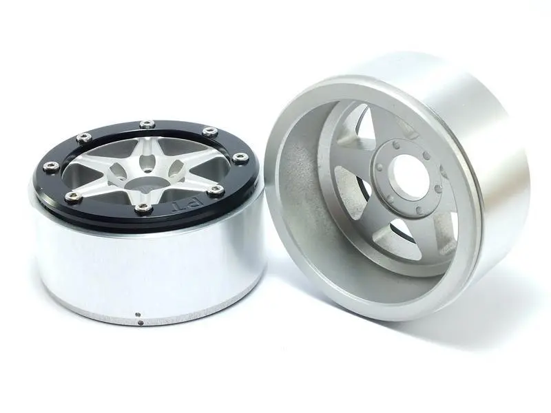 Beadlock Wheels SIXSTAR Silver/Black 1.9 (2) w/o Hub