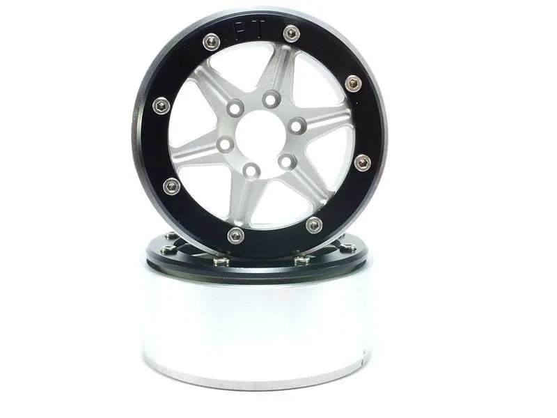 Beadlock Wheels SIXSTAR Silver/Black 1.9 (2) w/o Hub