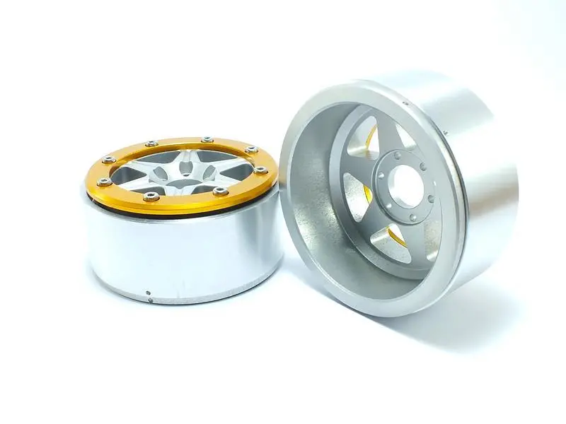 Beadlock Wheels SIXSTAR Silver/Gold 1.9 (2) w/o Hub