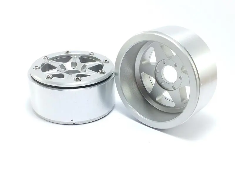 Beadlock Wheels SIXSTAR Silver/Silver 1.9 (2) w/o Hub