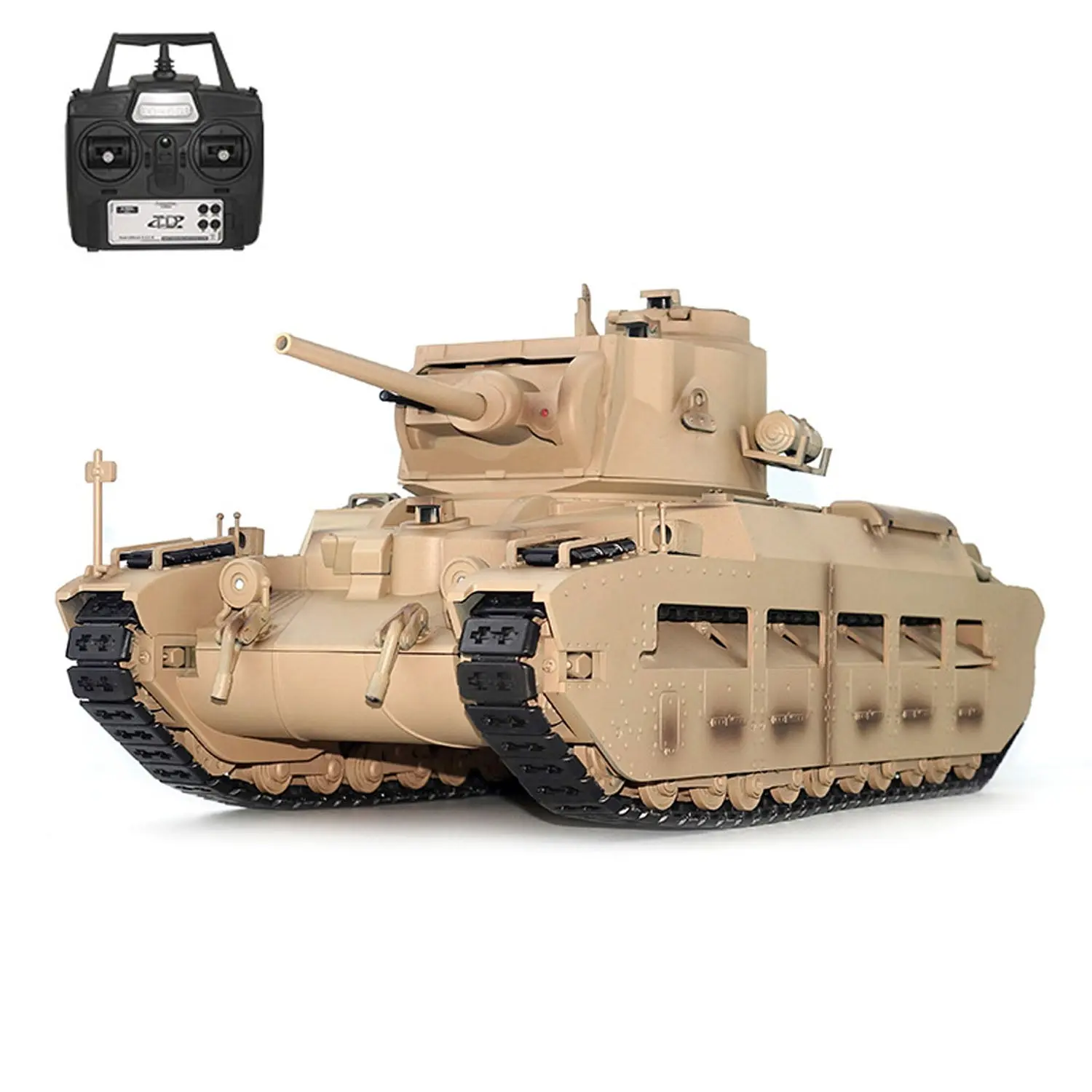 Tongde 1/16 Remote Control Military Tank Matilda III IV Turret Rotation 320 Degree IR Lights Sounds RC Electric Model Smoke Unit