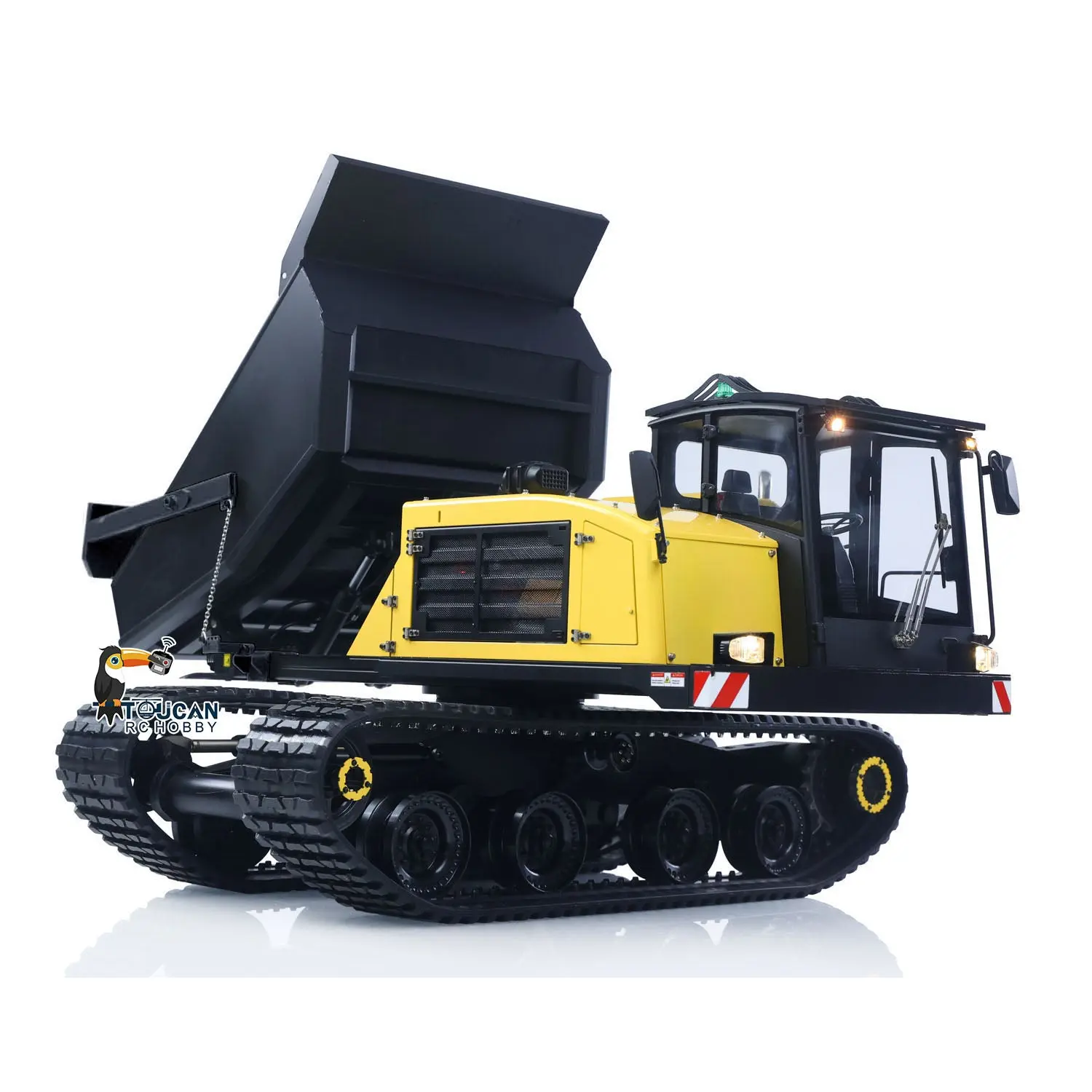 Super Frog 1/14 RC Hydraulic Crawler Dumper Truck T14R RTR Radio Controlled Metal Tracked Tipper Hydraulic Construction Vehicles Frsky X14 Light Electric Wiper