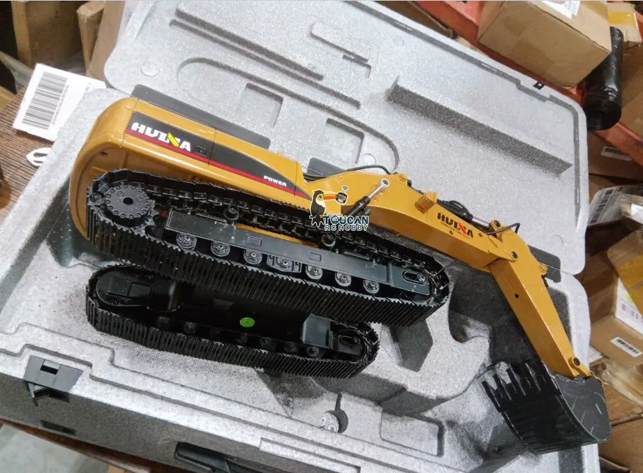 HUINA New Upgrade 580 1/14 Metal Excavator Model Engineering Vehicle Electric Ball Grabber 360 Rotating Shear Claw Sound Lights