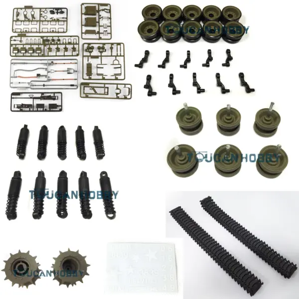Henglong 1/16 USA Walker Bulldog RC Tank 3839 Plastic Parts Bag Sticker Shockable Suspension Bars Road Wheel Sprockes Tracks Idler