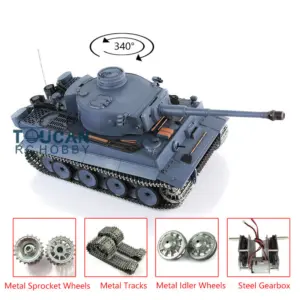 Henglong 7.0 Upgraded Radio Control Tank Tiger I RTR RC Tank 3818 1/16 Scale w/ Metal Idler Sproket Tracks Steel Gearbox Smoking