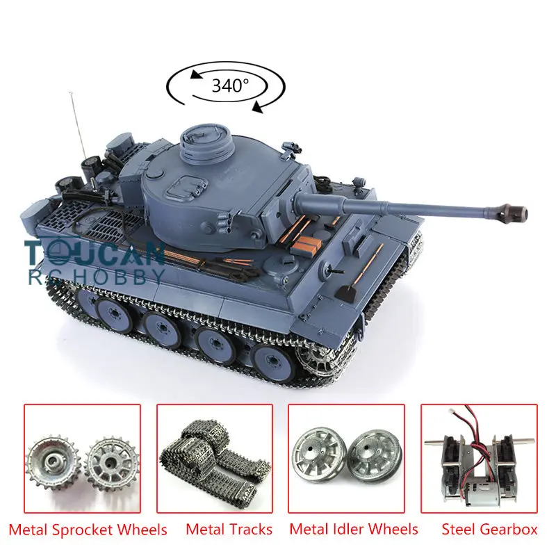 Henglong 7.0 Upgraded Radio Control Tank Tiger I RTR RC Tank 3818 1/16 Scale w/ Metal Idler Sproket Tracks Steel Gearbox Smoking