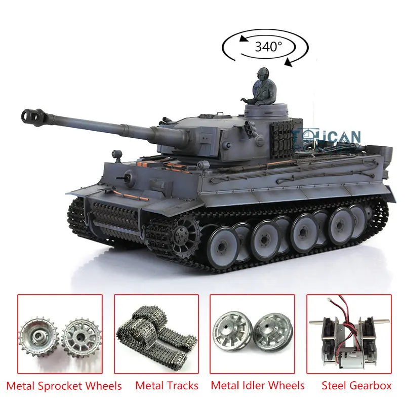 Henglong 7.0 Upgraded Radio Control Tank Tiger I RTR RC Tank 3818 1/16 Scale w/ Metal Idler Sproket Tracks Steel Gearbox Smoking