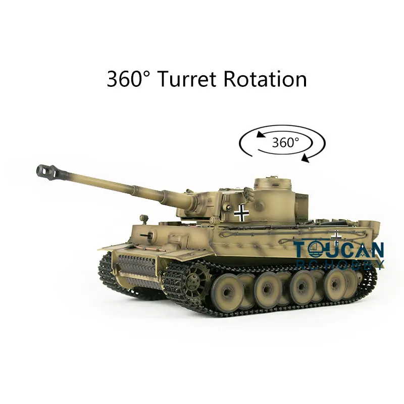 2.4Ghz Henglong 1/16 7.0 Plastic German Tiger I RTR RC Tank 3818 W/ 360 Rotating Turret Smoking Gearbox w/o Barrel RecoilDegrees