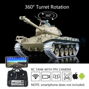 Henglong 1/16 Scale 7.0 Upgraded RC Tank 3839 Walker Bulldog w/ 360Degrees Rotating Turret Steel Gearbox Metal Tracks FPV w/ Holder