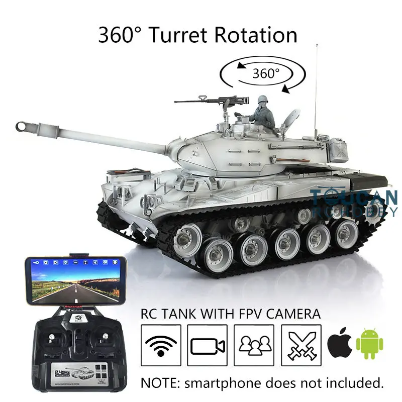 Henglong 1/16 7.0 Customized RC Tank USA Walker Bulldog 3839 W/ 360Degrees Rotating Turret Metal Idler Sproket Road Wheels FPV Smoking