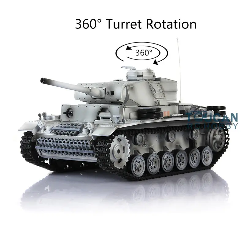 Henglong 1/16 Radio Control Tank Plastic Panzer III L 7.0 Tank 3848 RC Tank w/ 360Degrees Rotating Turret Gearbox Smoking Engine Sound