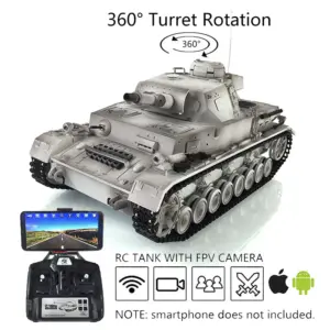 Henglong 7.0 1/16 Customized RC Tank 3858 Panzer IV F RTR RC Tank w/ 360Degrees Rotating Turret FPV Camera Metal Road Wheels Tracks
