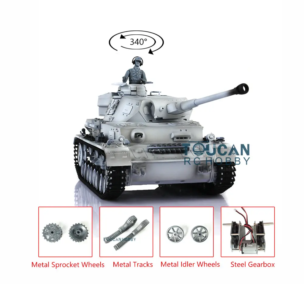 Henglong 1/16 7.0 Upgraded German Panzer IV F2 RTR RC Tank 3859 w/ Metal Tracks Idler Sproket Wheels Smoking Gearbox Sound Effect