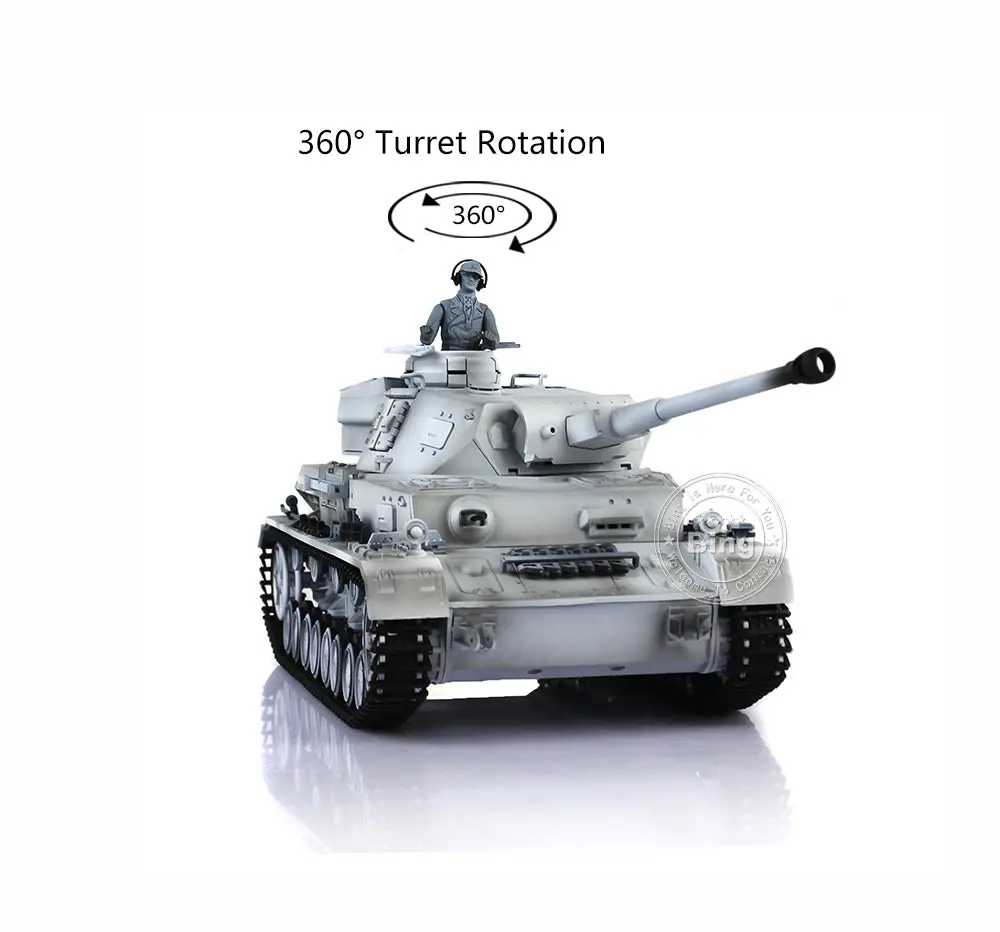 Henglong 1/16 7.0 Radio Control Tank 3859 RC Plastic German Panzer IV F2 w/ 360Degrees Rotating Turret Steel Gearbox Infrared Battle Sys