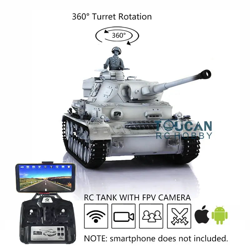 Henglong 1/16 7.0 Radio Control Tank 3859 RC Plastic German Panzer IV F2 w/ Steel Gearbox 360Degrees Rotating Turret FPV Engine Sound