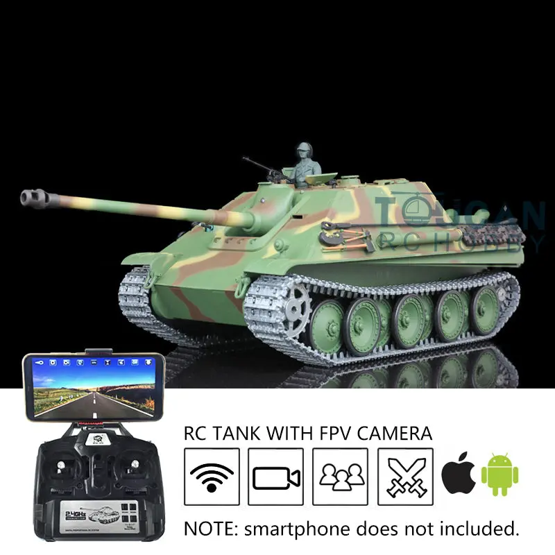 Henglong 1/16 Upgraded 3869 7.0 German Tank Jadpanther w/ FPV Camera Metal Tracks Idler Sproket Wheels BB Shooting Engine Sound