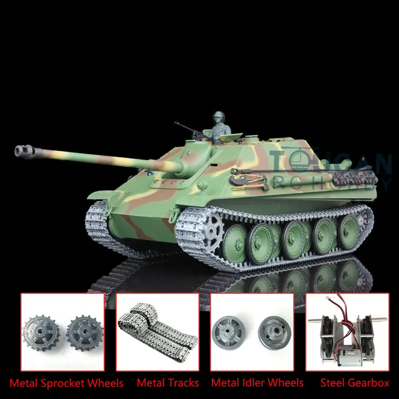 Henglong 1/16 Scale RC Tank 7.0 3869 Upgraded Jadpanther German Tank w/ Metal Tracks Idler Sproket Wheels BB Shooting Engine Sound