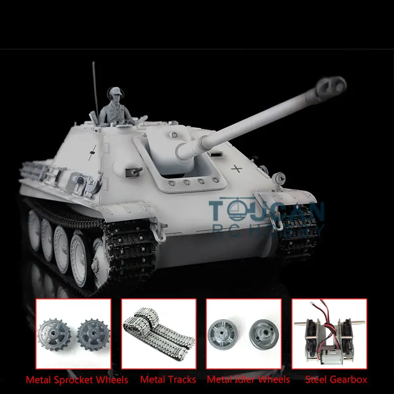 Henglong 1/16 Scale RC Tank 7.0 3869 Upgraded Jadpanther German Tank w/ Metal Tracks Idler Sproket Wheels BB Shooting Engine Sound