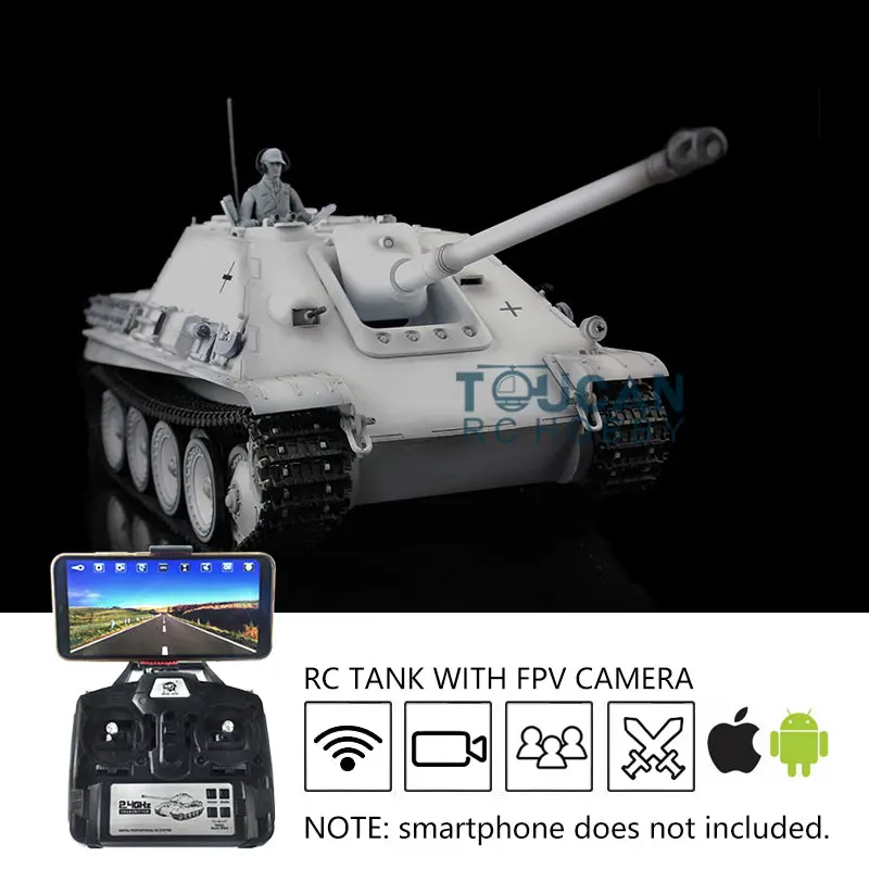 Henglong 1/16 Scale 7.0 Remote Control Tank 3869 Plastic Jadpanther w/ FPV Steel Gearbox Sound Effect BB Shooting IR Battling Tank